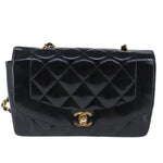 Chanel Vintage So Black Diana Flap Bag Quilted Patent Medium - image 4