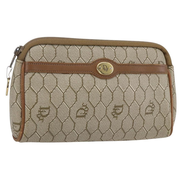 Christian Dior Vintage Honeycomb Zip Pouch Canvas and Leather - image 1