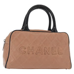 Chanel Embossed Logo Bowler Bag Quilted Caviar Small - image 1