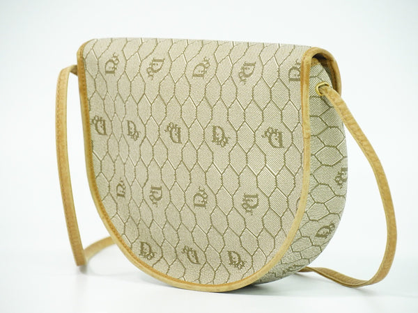 Christian Dior Vintage Honeycomb Shoulder Bag Canvas