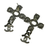 Chanel CC Dangle Earrings Metal with Crystals - image 2