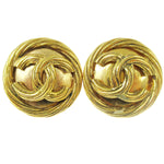 Chanel CC Button Clip-On Earrings Metal - image 1