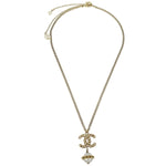 Chanel CC Chain Necklace Metal with Faux Pearls - image 1