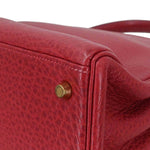 Hermes Kelly Handbag Red Clemence with Gold Hardware 35 - image 9