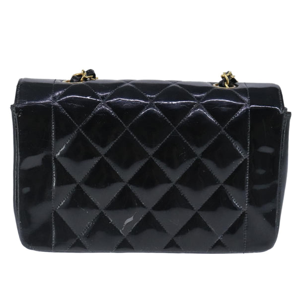 Chanel Vintage So Black Diana Flap Bag Quilted Patent Medium