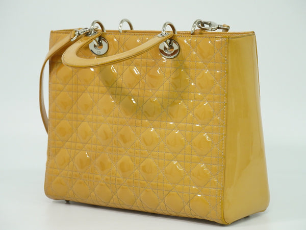 Christian Dior Vintage Lady Dior Bag Cannage Quilt Patent Medium