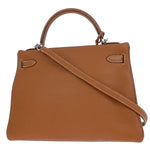 Hermes Kelly Handbag Brown Togo with Palladium Hardware 32 - image 2