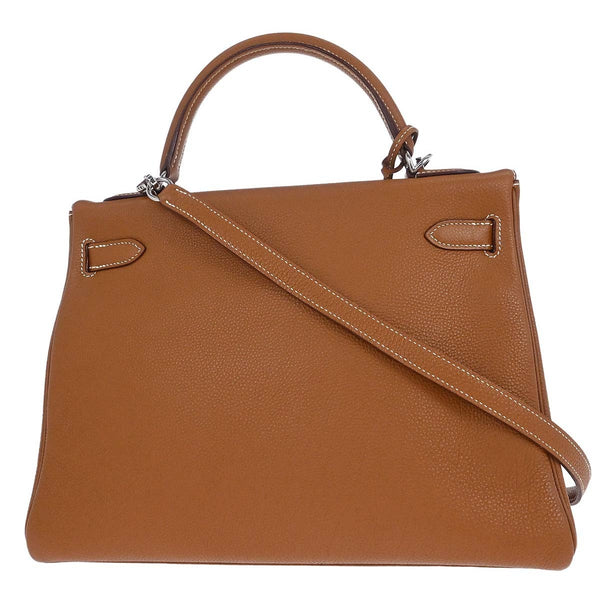 Hermes Kelly Handbag Brown Togo with Palladium Hardware 32