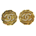 Chanel CC Button Clip-On Earrings Metal with Faux Pearl - image 1