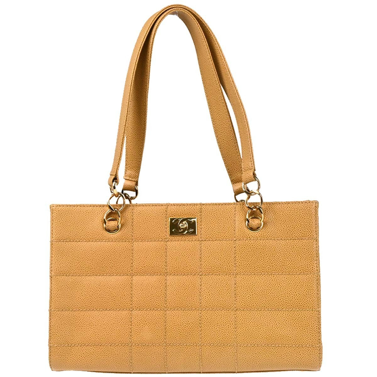Chanel Vintage Chocolate Bar Open Tote Quilted Caviar Medium - image 1