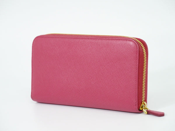 Prada Zip Around Tab Wallet Saffiano Leather Long