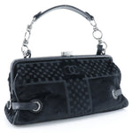 Chanel Vintage CC Side Belted Bowler Bag Check Embossed Velvet Medium - image 2