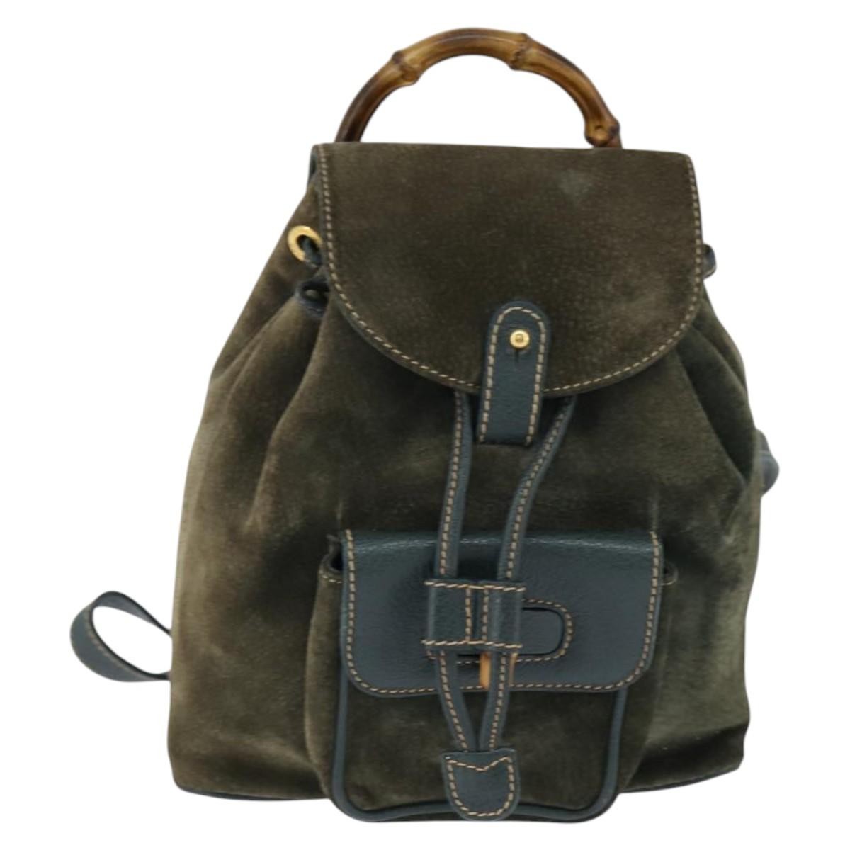 Gucci Vintage Bamboo Backpack Suede Small - image 1