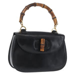Gucci Vintage Convertible Bamboo Top Handle Bag Leather Medium - image 1