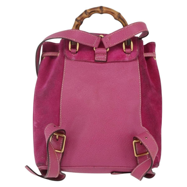 Gucci Vintage Bamboo Backpack Suede Small