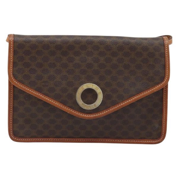 Celine Vintage Macadam Circle Logo Shoulder Bag Canvas and Leather - image 1