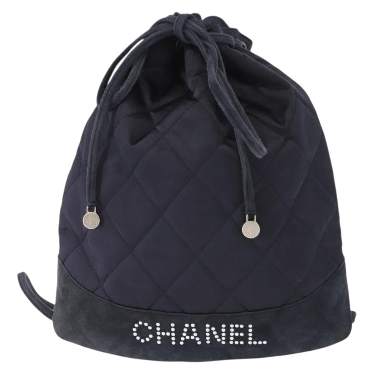Chanel Vintage Drawstring Backpack Quilted Satin with Suede Medium - image 1