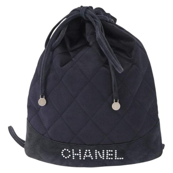 Chanel Vintage Drawstring Backpack Quilted Satin with Suede Medium - image 1