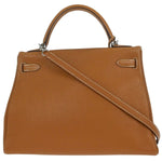 Hermes Kelly Handbag Brown Togo with Palladium Hardware 32 - image 2