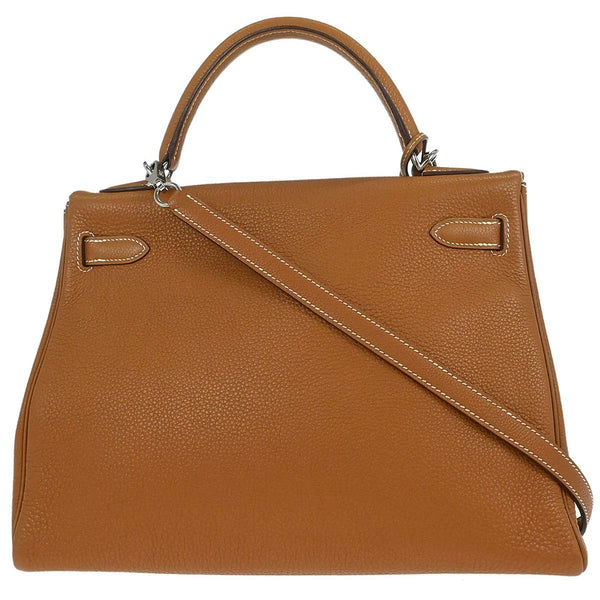 Hermes Kelly Handbag Brown Togo with Palladium Hardware 32