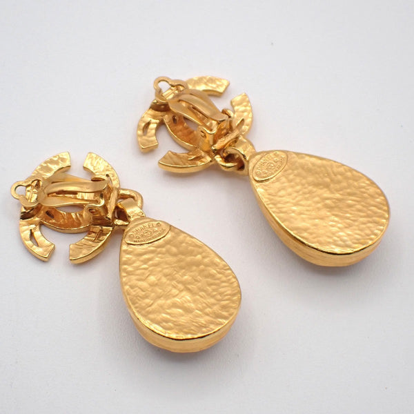 Chanel CC Teardrop Earrings Metal with Faux Pearl