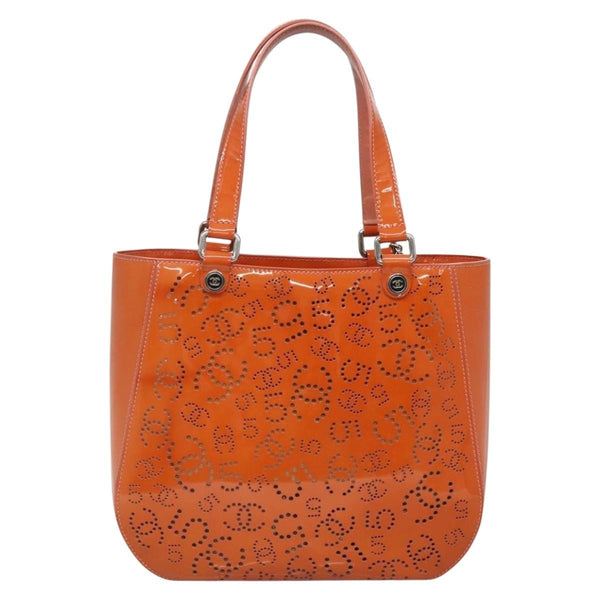 Chanel CC No.5 Shopping Tote Perforated Patent Medium