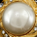 Chanel Vintage Round Clip-On Earrings Metal with Faux Pearl - image 8