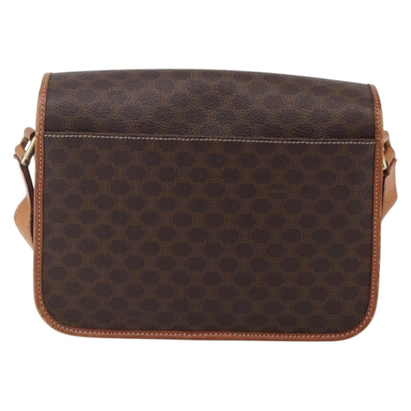 Celine Vintage Macadam Circle Logo Shoulder Bag Canvas and Leather