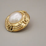 Chanel Vintage Round Clip-On Earrings Metal with Faux Pearl - image 6