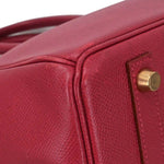 Hermes Birkin Handbag Red Courchevel with Gold Hardware 30 - image 6