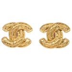 Chanel CC Clip-On Earrings Quilted Metal - image 1