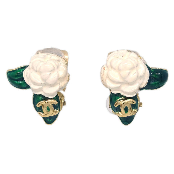 Chanel Vintage CC Camellia Clip-On Earrings Metal - image 1