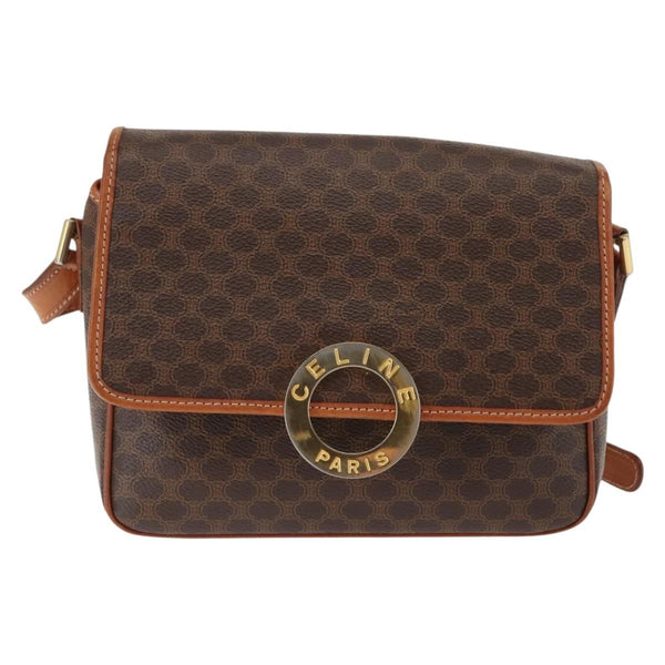 Celine Vintage Macadam Circle Logo Shoulder Bag Canvas and Leather - image 1