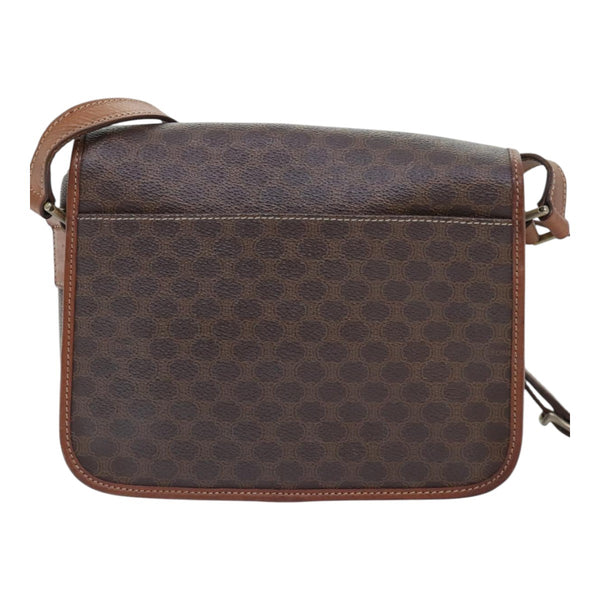 Celine Vintage Macadam Circle Logo Shoulder Bag Canvas and Leather