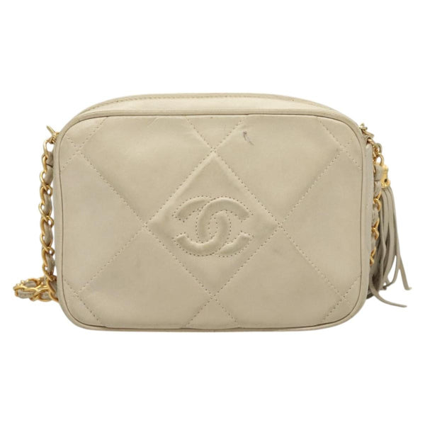 Chanel Vintage Diamond CC Camera Bag Quilted Lambskin Large