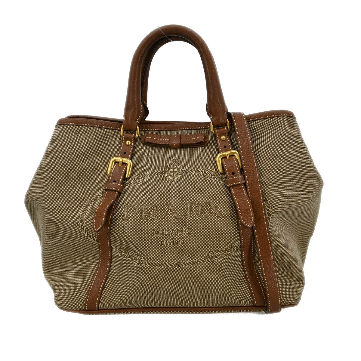 Prada Logo Convertible Tote Canvas with Leather Medium - image 1
