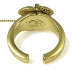 Chanel Logo Bangle with Chain Attached CC Ring Metal with Crystal - image 4