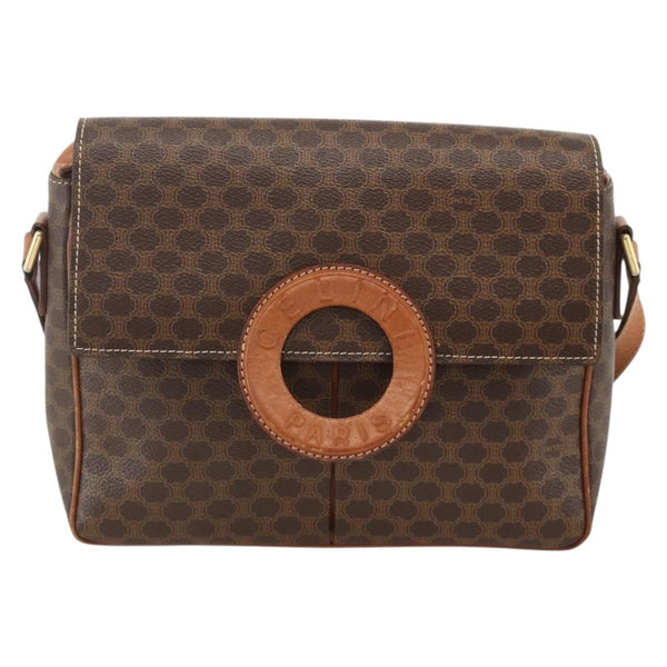 Celine Vintage Macadam Circle Logo Shoulder Bag Canvas and Leather - image 1