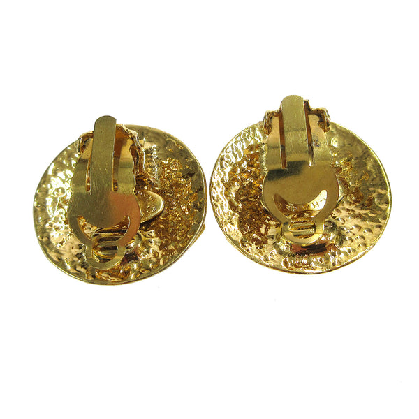 Chanel Vintage CC Round Clip-On Earrings Metal Small