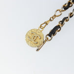 Chanel Vintage Logo Chain Belt Metal and Leather - image 3