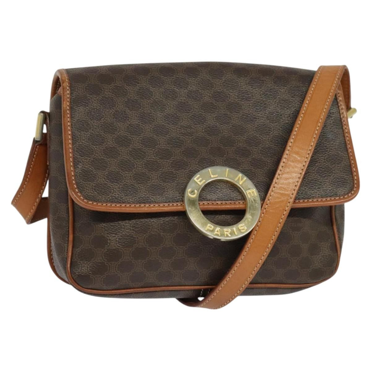 Celine Vintage Macadam Circle Logo Shoulder Bag Canvas and Leather - image 1