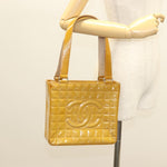 Chanel Chocolate Bar CC Tote Quilted Patent Small - image 15