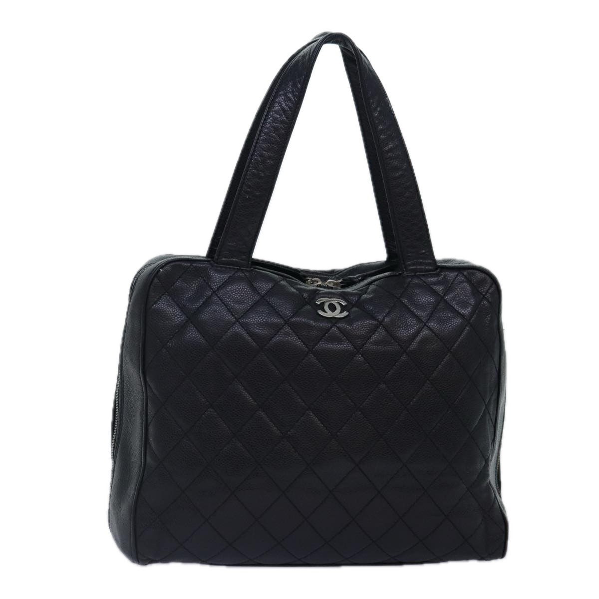 Chanel Vintage CC Zip Around Bowler Bag Quilted Caviar Medium - image 1