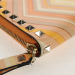 Valentino Garavani Rockstud Zip Around Wallet Striped Leather - image 11