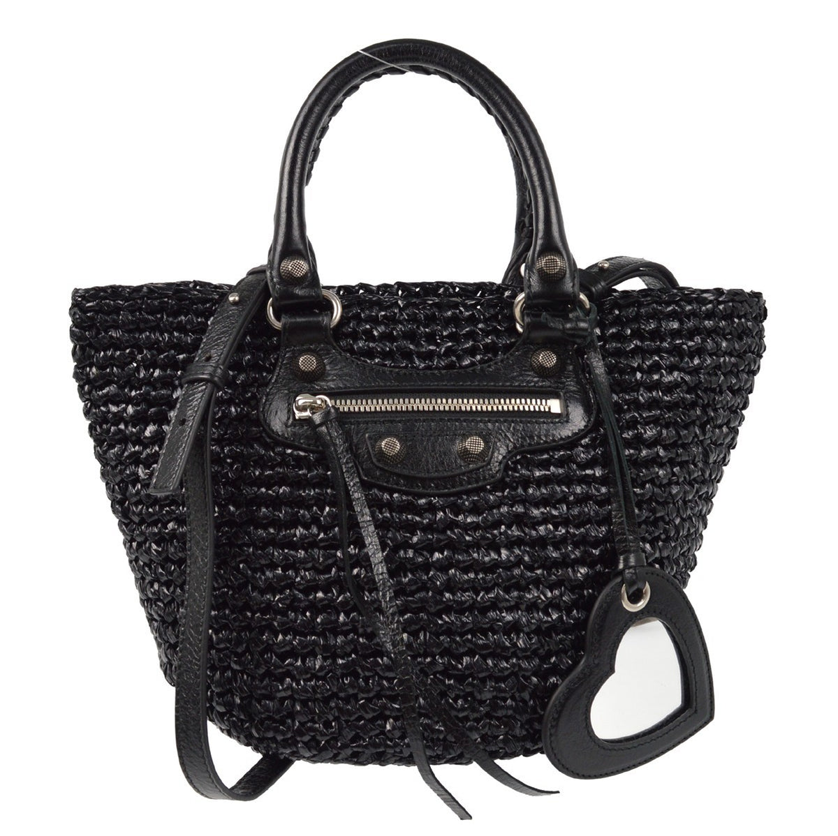 Balenciaga Le Cagole Panier Raffia with Leather - image 1