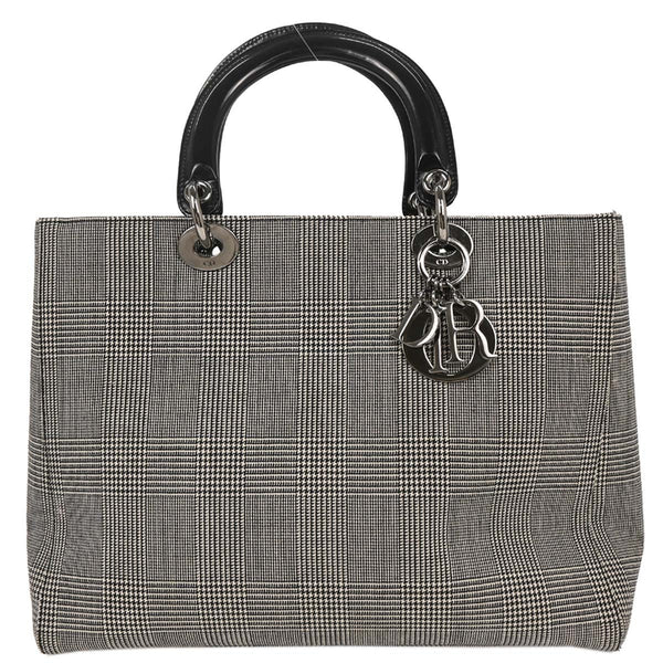 Christian Dior Vintage Lady Dior Bag Houndstooth Canvas Medium - image 1