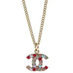 Chanel CC Pendant Necklace Multicolor Crystal Embellished Metal - image 2