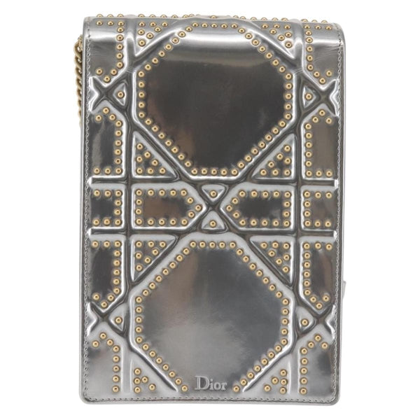 Christian Dior Ultra Matte Diorama Vertical Clutch on Chain Studded Leather