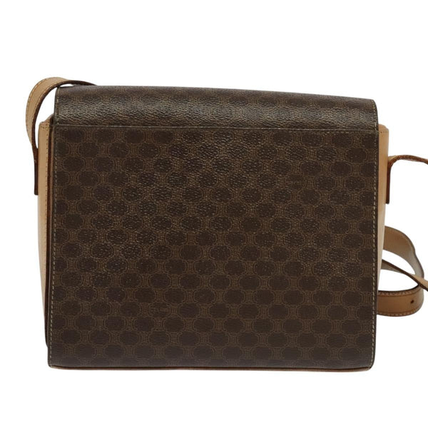 Celine Vintage Macadam Circle Logo Shoulder Bag Canvas and Leather