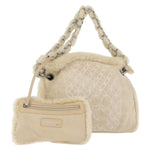 Chanel Vintage Embroidered CC Chain Tote Quilted Suede and Shearling - image 12